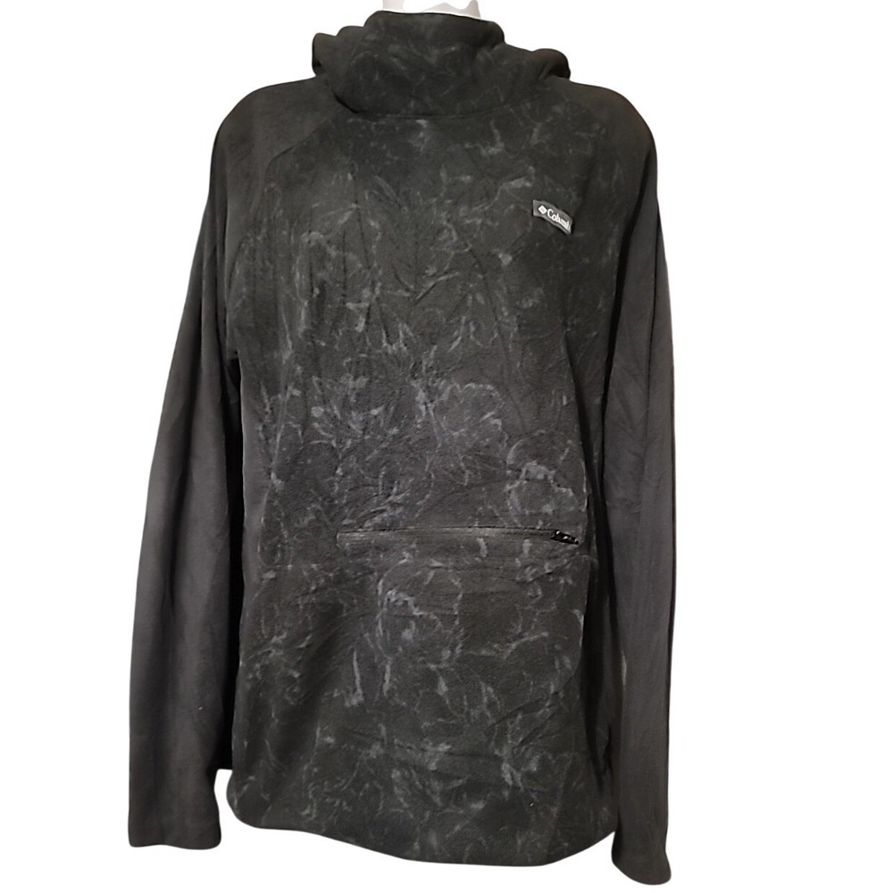 Columbia Womens XXL Fleece Hoodie Grey Marble Pullover AL2726‎ Pouch Pocket